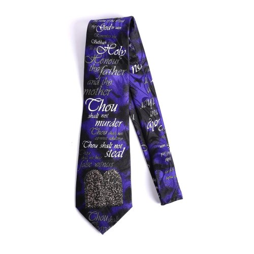 Ten Commandments Blue Tie