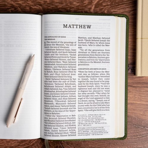 NASB Giant Print Reference Bible, Olive Leathertouch