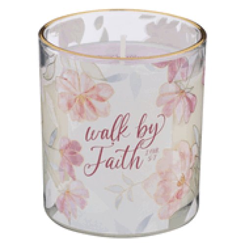 Glass Candle Walk By Faith 2 Cor. 5:7