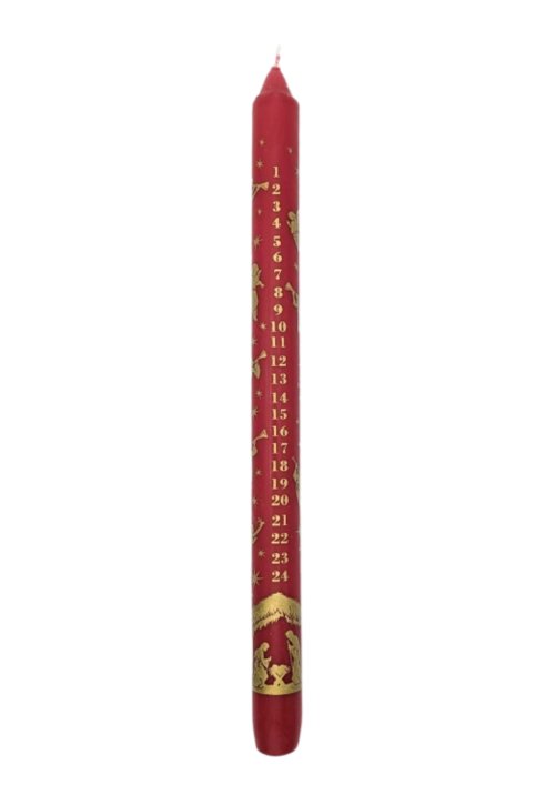 29.5cm Advent Candle: Red and Gold Nativity - Single