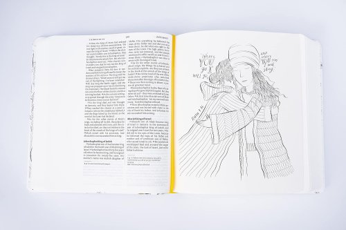 NIV Colouring & Journalling Bible, White Hardback, Wide Margin