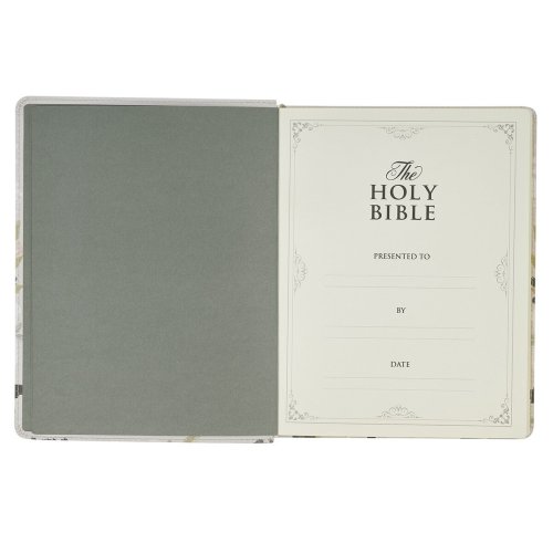 Cream Floral Faux Leather KJV Note-taking Bible - Psalm 91:4