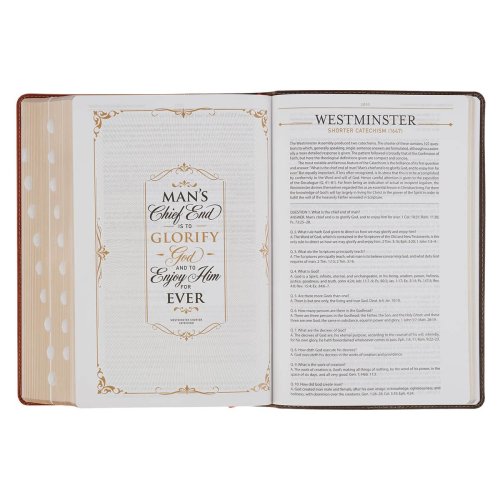 KJV Dark Brown and Honey Brown Faux Leather Large Print King James Version Study Bible with Thumb Index