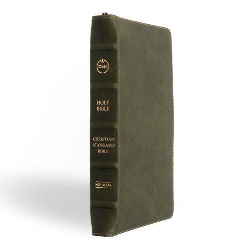 CSB Personal Size Bible, Holman Handcrafted Collection, Zipper Closure, Marbled Olive Premium Calfskin