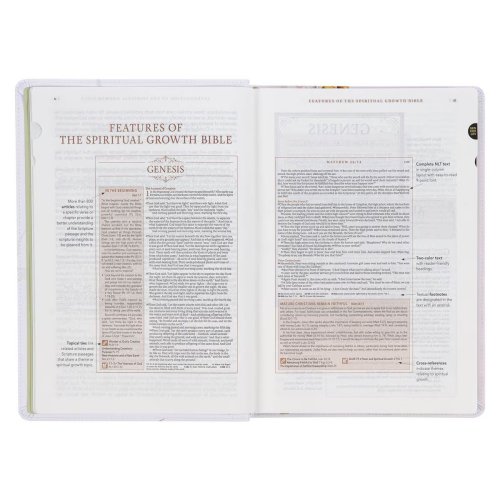 NLT, The Spiritual Growth Bible Faux Leather, Cream Floral Printed