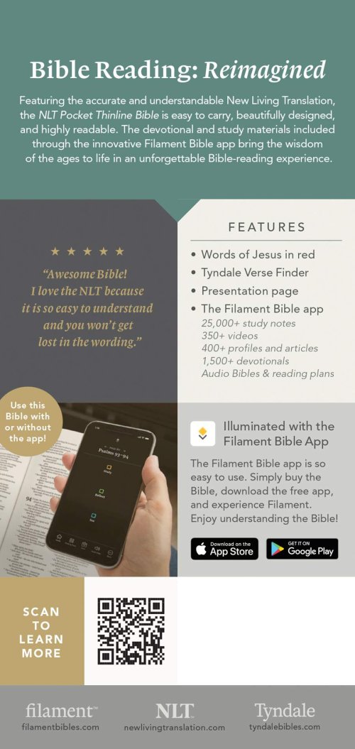NLT Pocket Thinline Bible, Filament Enabled (LeatherLike, Blush Pink Flowers, Red Letter)