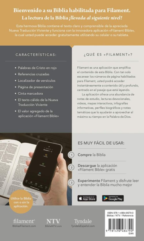Biblia ultrafina NTV, con Filament (SentiPiel, Negro, Letra Roja)