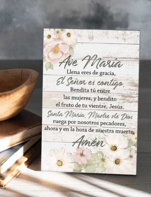 Spanish Plaque-Hail Mary (Ave Maria) (6" x 9")