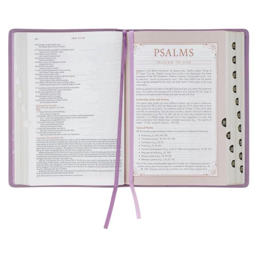 NLT Plum Floral Faux Leather Spiritual Growth Bible