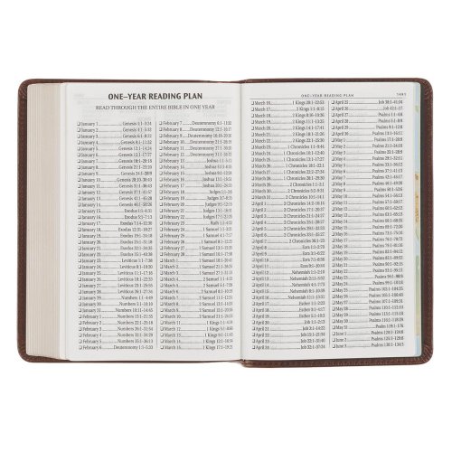 KJV Bible Compact Large Print Leather Tan Cross Black