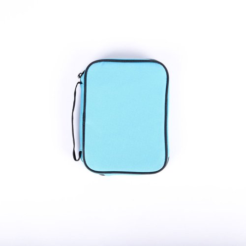 Medium Black/ Sky Blue Canvas Bible Cover