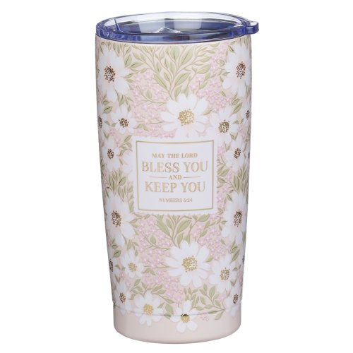 Tumbler SS Pink Floral The Lord Bless You and Keep You Num. 6:24