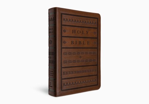 ESV Giant Print Personal Size Bible, Red Letter (TruTone, Brown, Engraved Mantel Design)