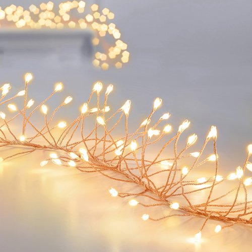288 Large LED Multi-Action Ultrabright Garland with Timer in Warm White (PinWire Cable)