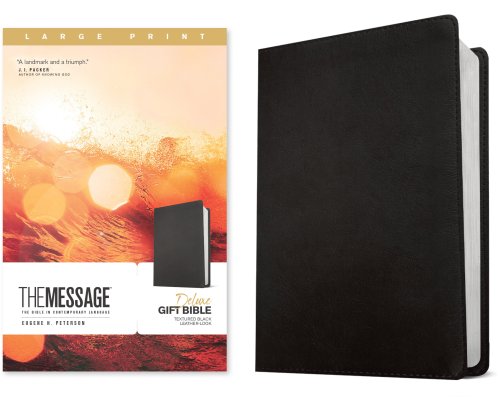 The Message Deluxe Gift Bible, Large Print (Leather-Look, Textured Black)