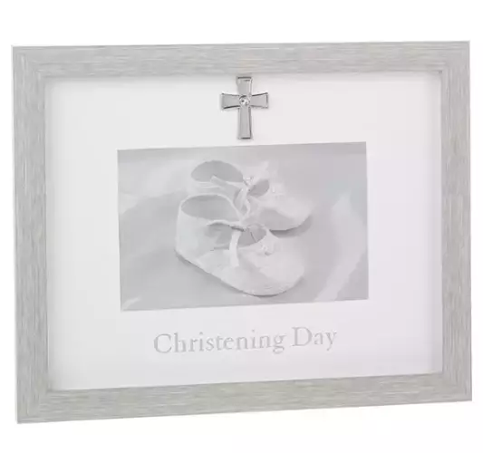 Modern Grey Christening Frame 6×4