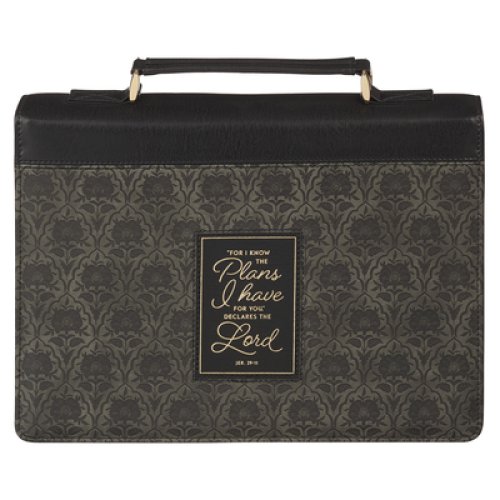 Bible Cover Fashion Tone-tone Charcoal and Black I Know the Plans Jer. 29:11