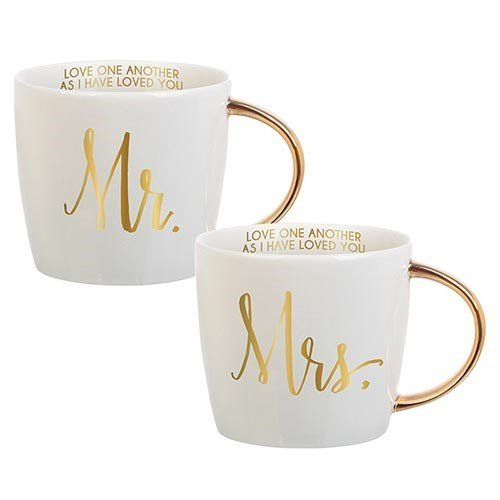 Gold Handle Mugs - Mr & Mrs