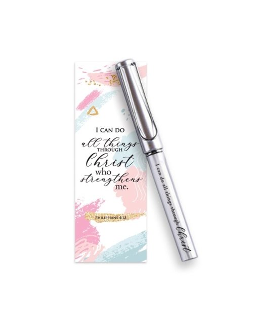I Can Do All Things Gel Pen with Bookmark Set