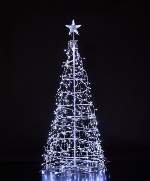 1.8m White Twinkling Icicle Spiral Tree with 535 LEDs