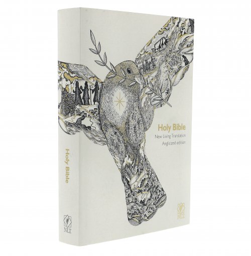 NLT  Anglicised, Bible, White, Paperback, Gold Embossed Cover, Lay-Flat Binding, Contemporary Language