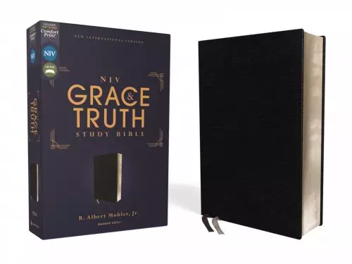 NIV, The Grace and Truth Study Bible (Trustworthy and Practical Insights), European Bonded Leather, Black, Red Letter, Comfort Print