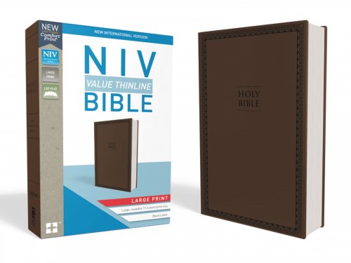 NIV Value Thinline Bible, Large Print, Imitation Leather, Brown
