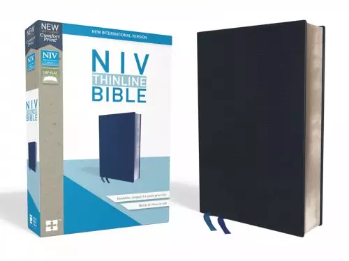 NIV, Thinline Bible, Bonded Leather, Navy, Red Letter Edition, Ribbon Marker