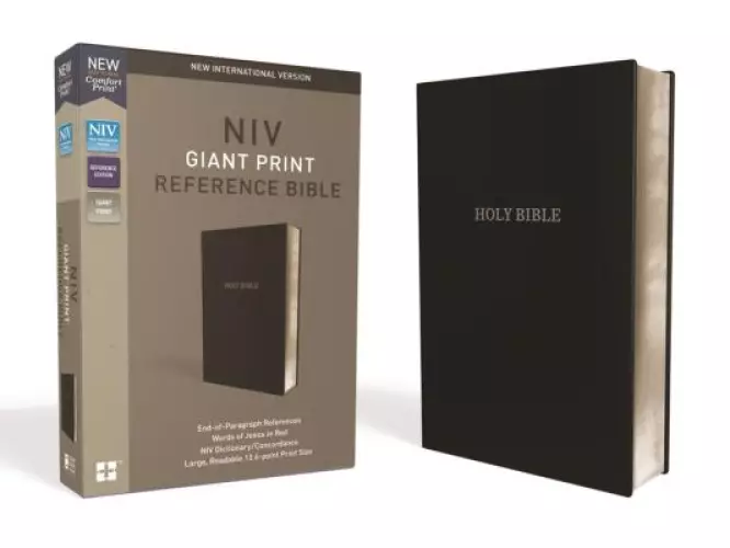 NIV, Reference Bible, Giant Print, Leather-Look, Black, Red Letter,