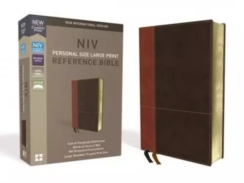 NIV, Personal Size Reference Bible, Large Print, Leathersoft, Tan/Brown, Red Letter, Comfort Print