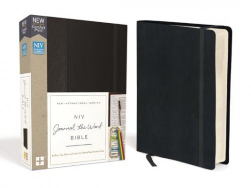 NIV, Journal the Word Bible (Perfect for Note-Taking), Hardcover, Black, Red Letter, Comfort Print