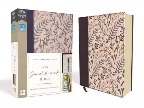 NIV, Journal the Word Bible (Perfect for Note-Taking), Cloth over Board, Pink Floral, Red Letter, Comfort Print