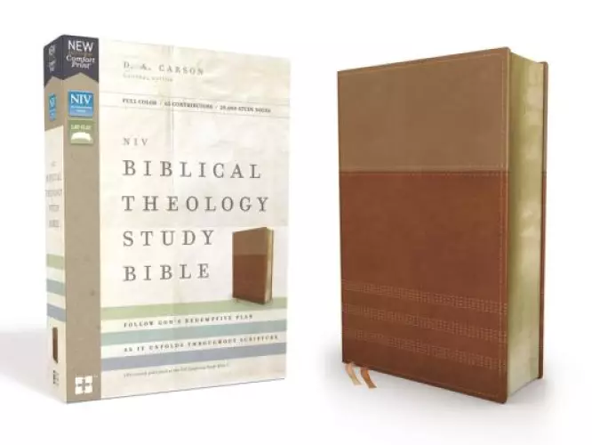 NIV, Biblical Theology Study Bible (Trace the Themes of Scripture), Leathersoft, Tan/Brown, Comfort Print