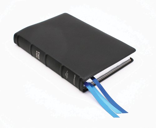NIV, Reference Bible, Deluxe Single-Column, Premium Goatskin Leather, Black, Premier Collection, Black Letter, Art Gilded Edges, Comfort Print