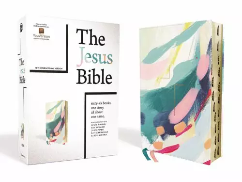 The Jesus Bible Artist Edition, NIV, (With Thumb Tabs to Help Locate the Books of the Bible), Leathersoft, Multi-color/Teal, Thumb Indexed, Comfort Print