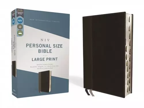 NIV, Personal Size Bible, Large Print, Leathersoft, Black, Red Letter, Thumb Indexed, Comfort Print