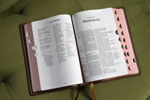 KJV, Thompson Chain-Reference Bible, Genuine Leather, Calfskin, Brown, Red Letter, Thumb Indexed, Comfort Print