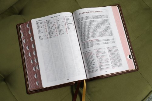 KJV, Thompson Chain-Reference Bible, Genuine Leather, Calfskin, Brown, Red Letter, Thumb Indexed, Comfort Print