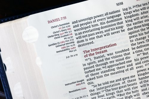 NIV, Thompson Chain-Reference Bible, Leathersoft, Navy, Thumb Indexed, Red Letter, Comfort Print