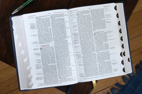 NIV, Thompson Chain-Reference Bible, Leathersoft, Navy, Thumb Indexed, Red Letter, Comfort Print
