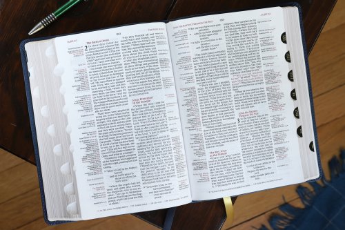 NIV, Thompson Chain-Reference Bible, Leathersoft, Navy, Thumb Indexed, Red Letter, Comfort Print