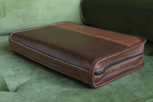 Extra Large Rugged Cross Two Tone Brown Bible Cover, XL
