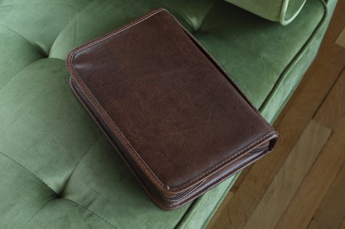 Extra Large Rugged Cross Two Tone Brown Bible Cover, XL