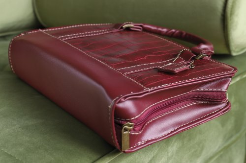 Extra Large Burgundy Imitation Skin Effect Bible Cover, XL