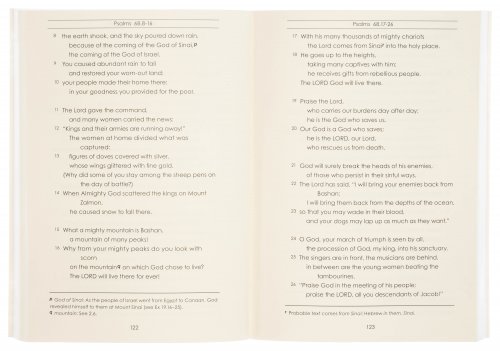 Good News Bible Dyslexia-Friendly Book Of Psalms, Green, Paperback, Book Introduction, Map, Annie Vallotton Illustrations, Large Print, Wide Line Spacing