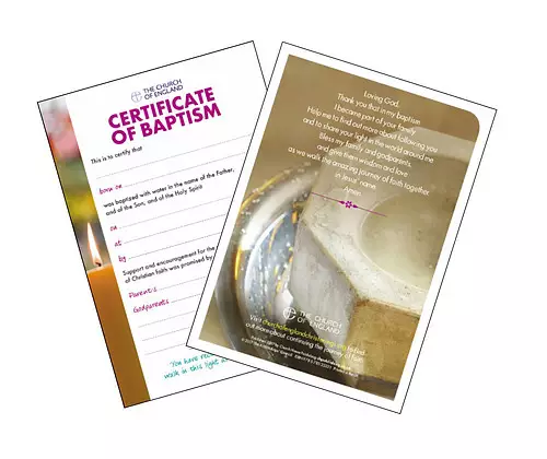 Holy Baptism Certificate - Pack of 20