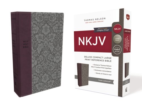 NKJV, Deluxe Reference Bible, Compact Large Print, Leathersoft, Purple, Red Letter, Comfort Print