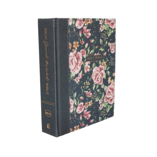 NKJV, Journal the Word Bible, Cloth over Board, Blue Floral, Red Letter, Comfort Print