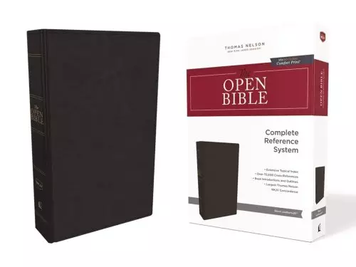 The NKJV, Open Bible, Black Leathersoft, Red Letter, Comfort Print