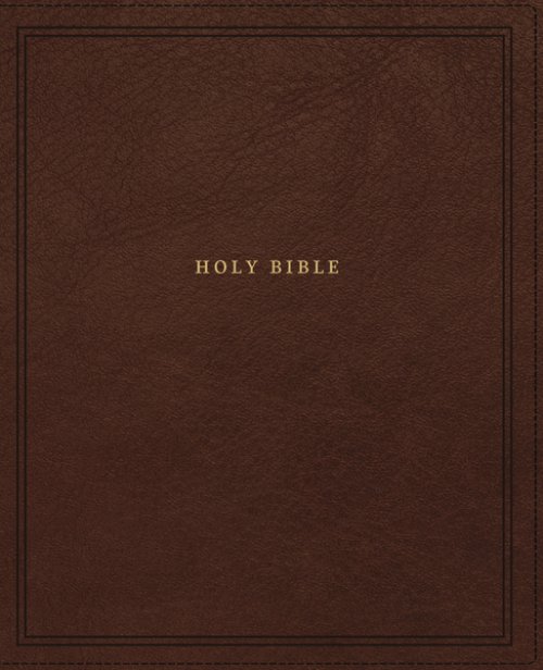 NKJV Reference Bible, Brown, Leather, Wide Margin, Large Print, Red Letter, Comfort Print, Book Introductions, Maps, Ribbon Markers